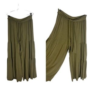 Wide leg boho pants palazzo Eesome size XL tiered elastic waist with tie
